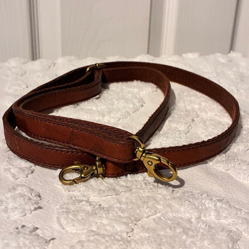 Fossil Brown Leather Adjustable Crossbody Handbag Strap Double Sided